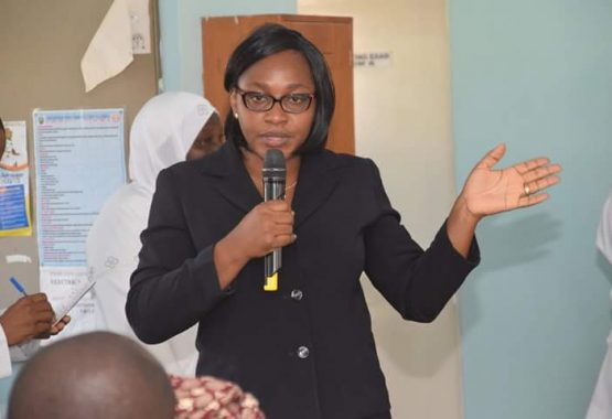 Dr. Thelma Ndife (Head of Glaucoma clinic) giving the health education talk